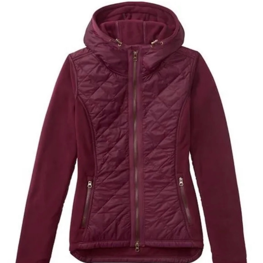 Athleta Hooded Jacket Vortex Primaloft Quilted Fleece. Burgundy Red - Size XS